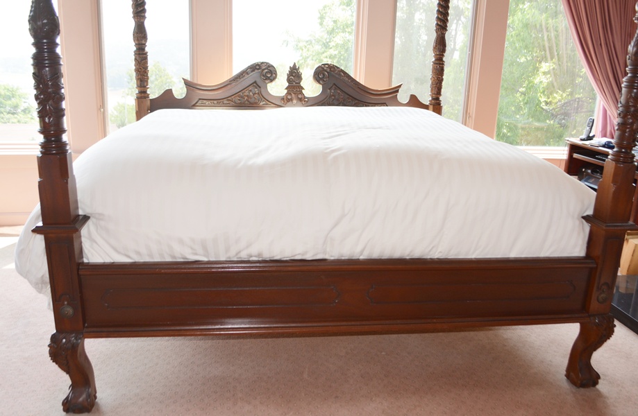 Chippendale Style Four Poster King Size Mahogany Bed EBTH